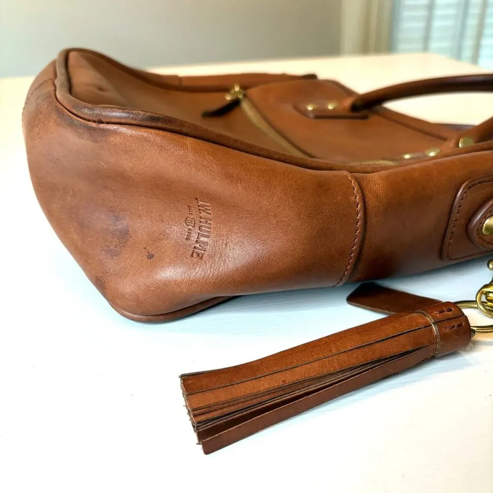JW Hulme Brown Leather Excursion Tote Satchel Crossbody Tassel Bag USA Heritage